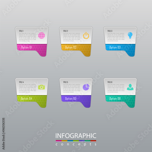 Infographic business concept with 6 options, parts, steps. Vector illustration can be used for diagram, chart, web design, presentation, advertising
