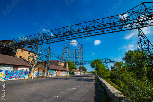 Rome (Italy) - The Gas holder, sometimes called a Gasometer, in the Ostiense district on Tiber river, beside the Porto Fluviale