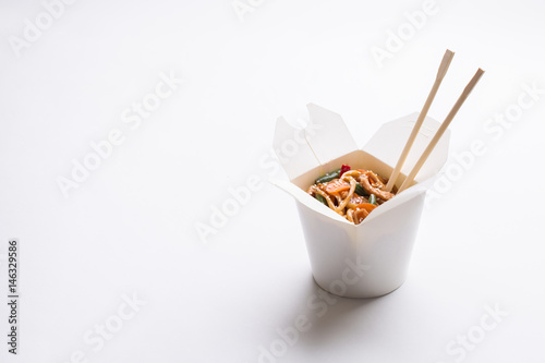 Chinese noodles in white box