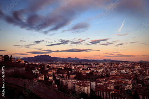 colorful sunset in Bergamo