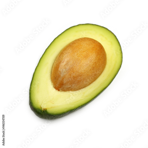 Fresh green ripe avocado isolated on white