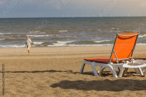 Morning on the beach. Sun lounger in the sunlight © Sinica Kover