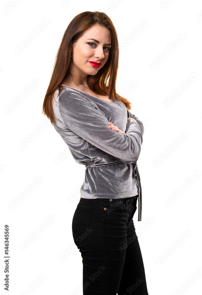 Beautiful young girl with her arms crossed Beautiful young girl with her arms crossed