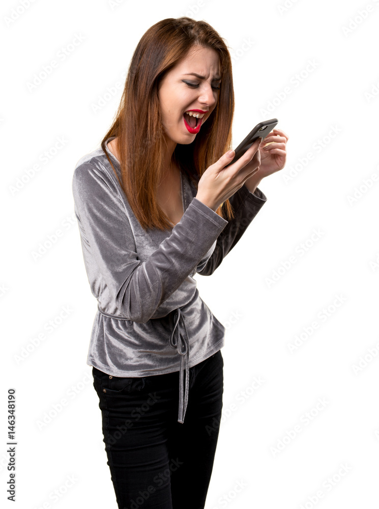 Beautiful young girl talking to mobile Beautiful young girl talking to mobile