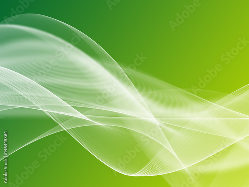 Abstract Light white wave on green background 