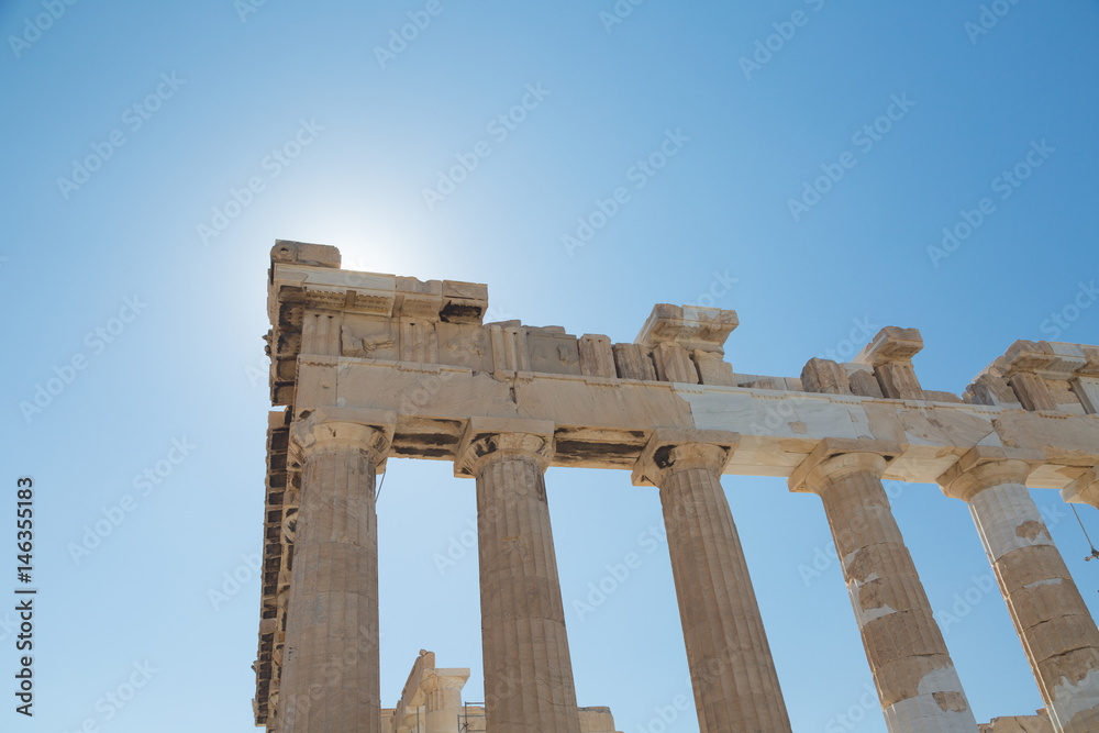Ruins of the Temple Parthenon at the Acropolis. Ruins of the Temple Parthenon at the Acropolis.