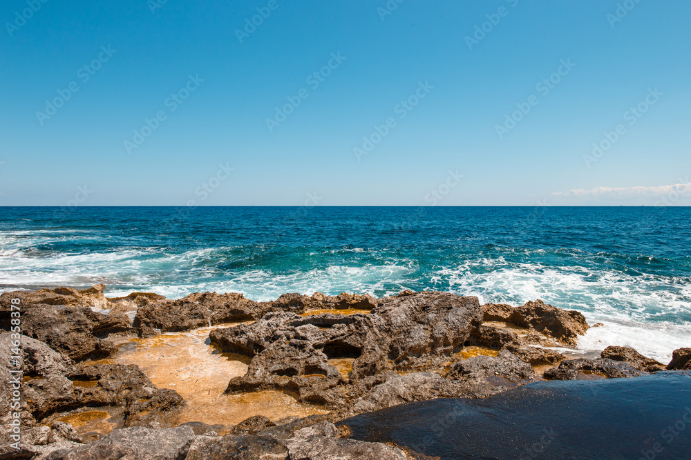 Rocky coast at St Julians, Malta, EU