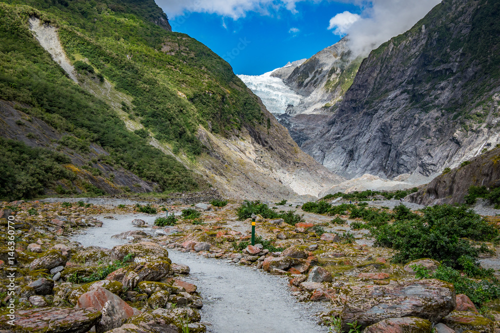 Track at Franz Josef Glacier, Located in Westland Tai Poutini National Park on the West Coast of New Zealand Track at Franz Josef Glacier, Located in Westland Tai Poutini National Park on the West Coast of New Zealand
