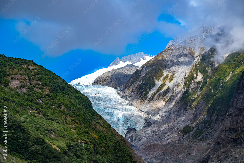 Naklejka premium Franz Josef Glacier, Located in Westland Tai Poutini National Park on the West Coast of New Zealand
