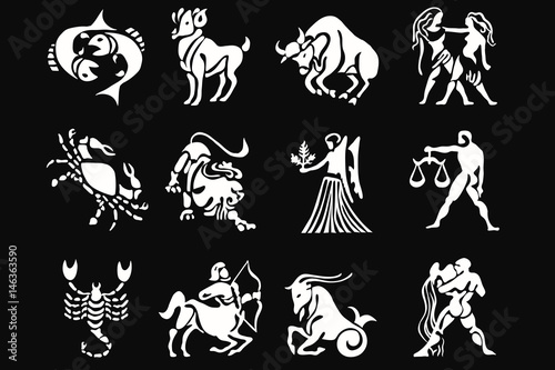 Fototapeta Naklejka Na Ścianę i Meble -  the signs of the zodiac on a black background