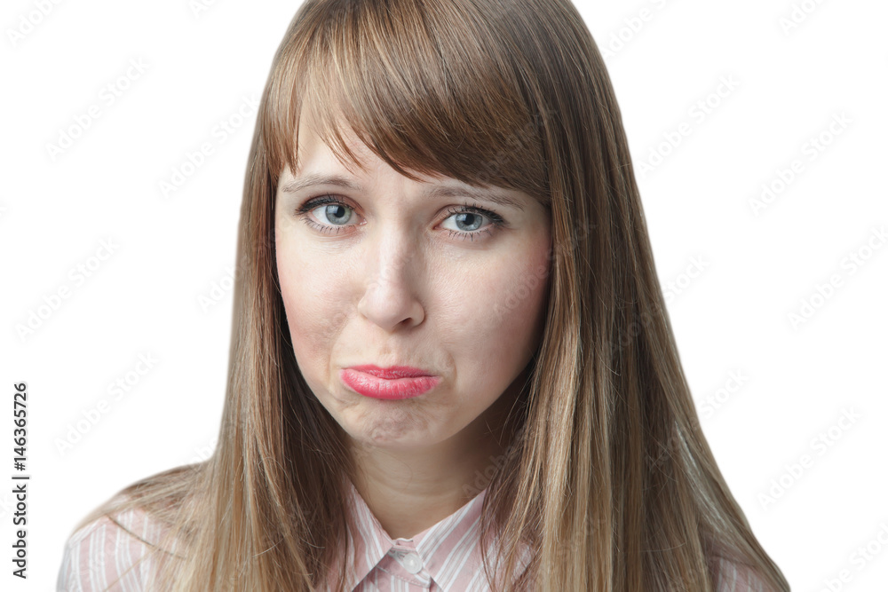 A portrait sad beautiful woman crying isolated A portrait sad beautiful woman crying isolated