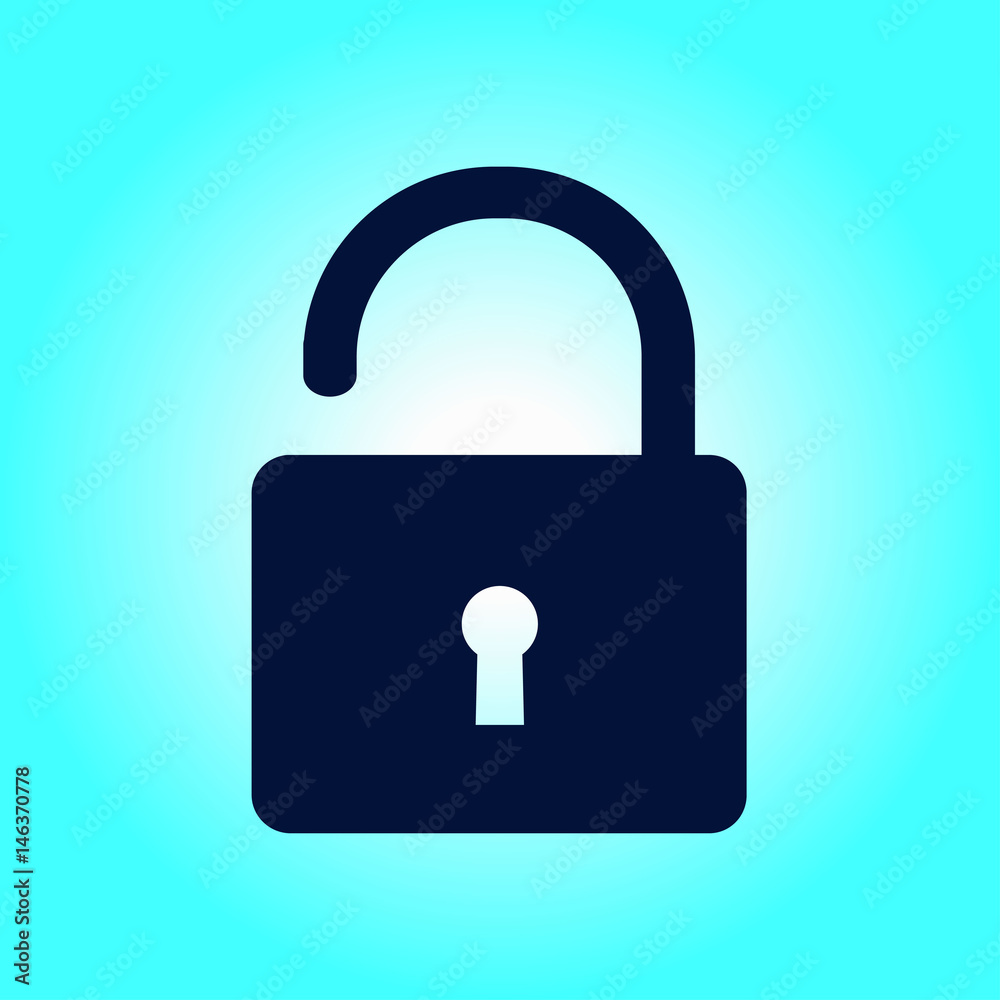 Unlock icon. Flat design style. Access to the user. Unlock icon. Flat design style. Access to the user.