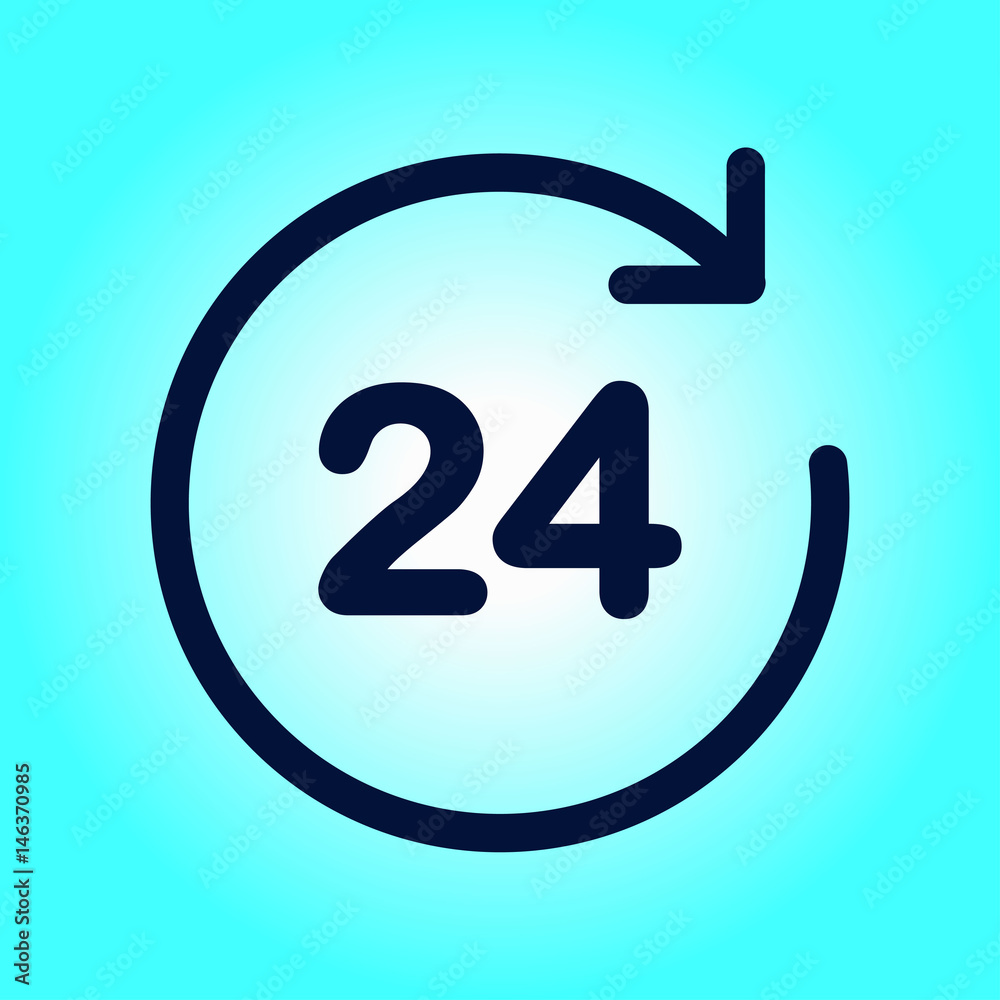 Open around the clock hours a day icon. Open around the clock hours a day icon.