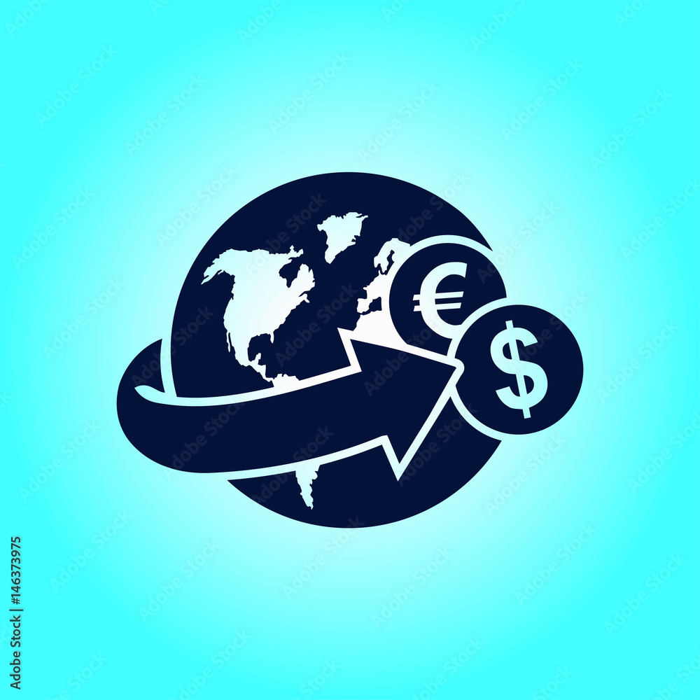 Arrow wrapped around the earth. Remittances icon. Arrow wrapped around the earth. Remittances icon.