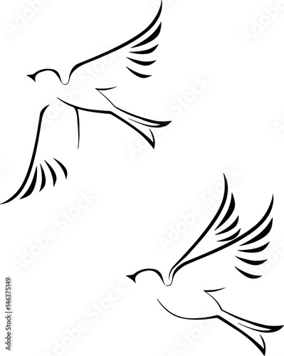 black linear images of birds