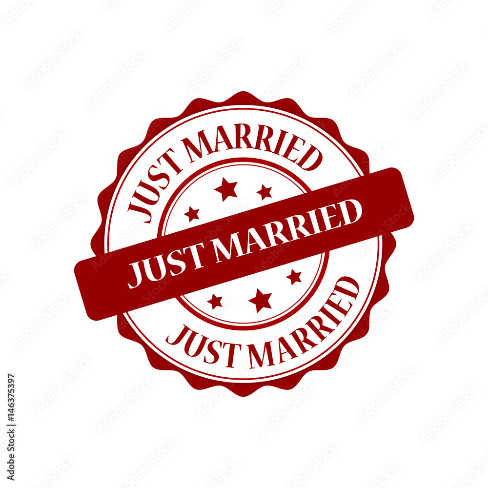 Obraz premium Just married red stamp illustration
