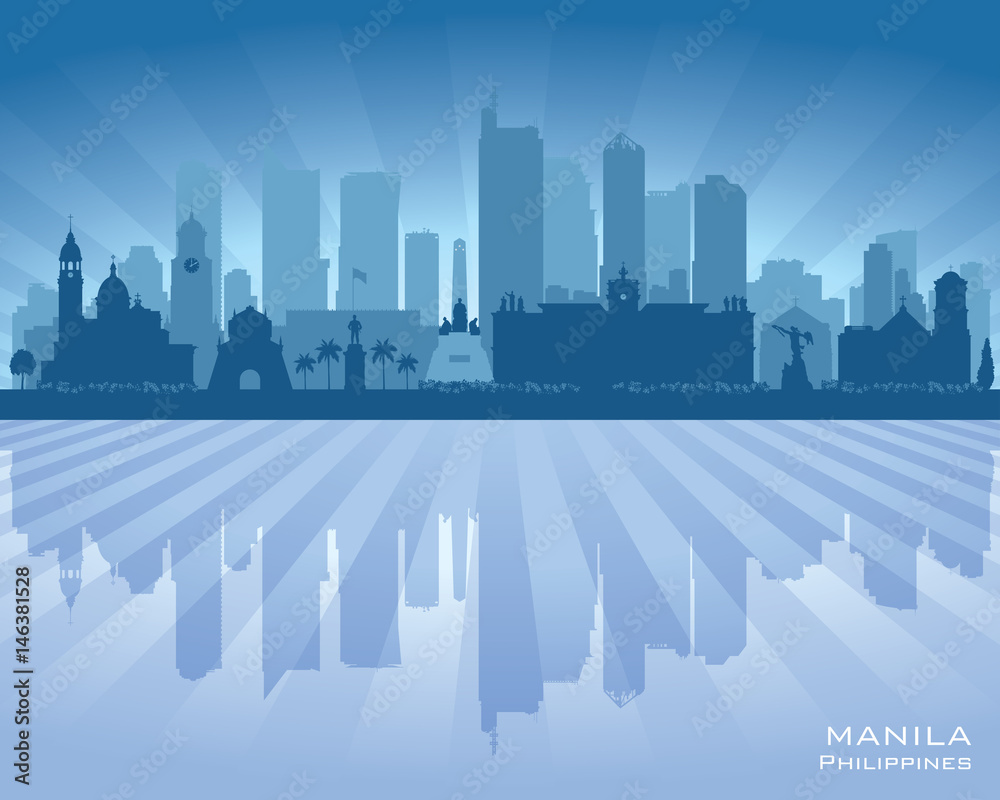 Manila Philippines city skyline vector silhouette