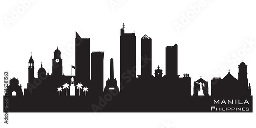 Manila Philippines city skyline vector silhouette photo