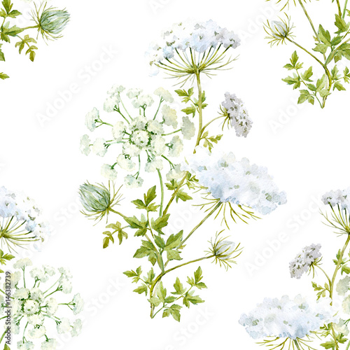 Naklejka białe kwiaty malowane akwarelami