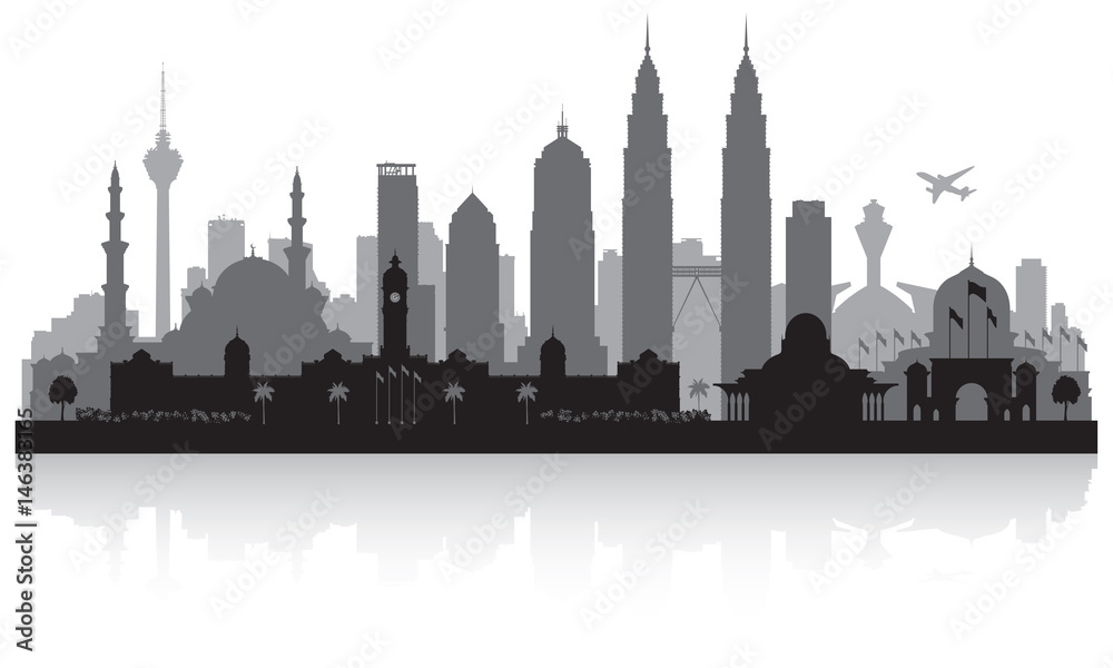 Naklejka premium Kuala Lumpur Malezja sylwetka panoramę miasta