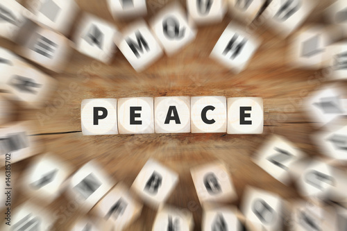 Fotografie Peace Frieden Friede Würfel Business Konzept