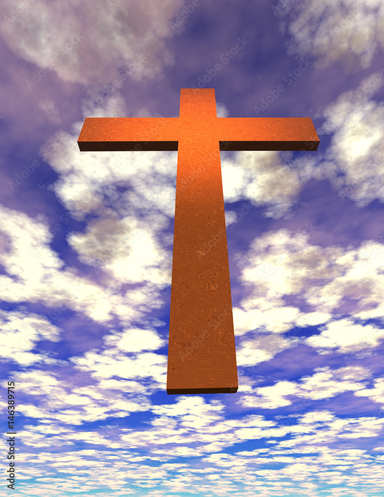 illustration of a Cross suspended in sky