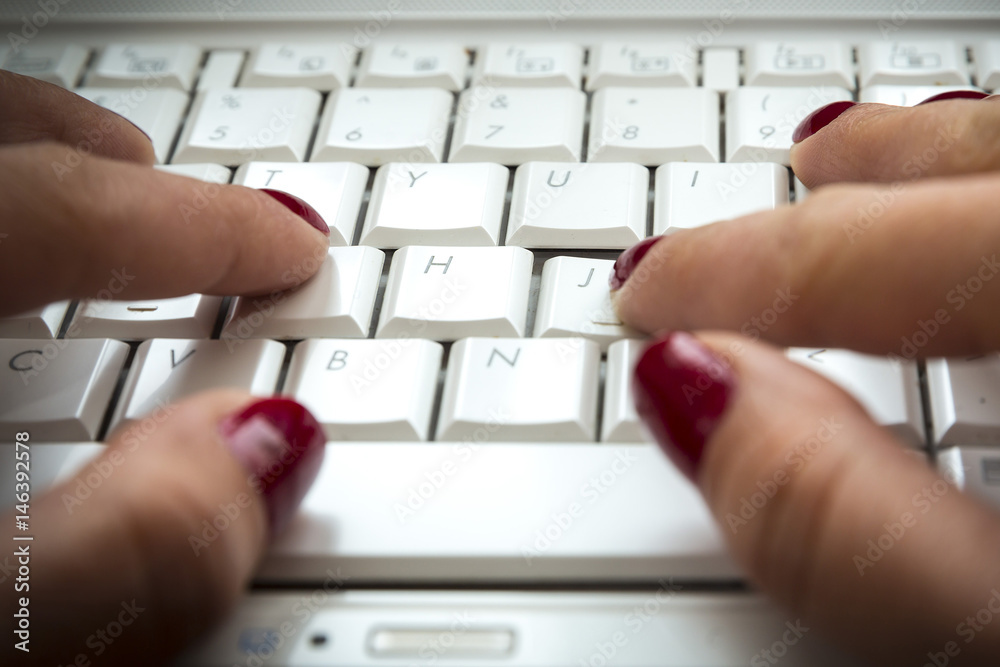 Computer keyboard woman hands