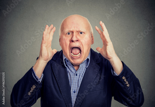 Senior angry man screaming