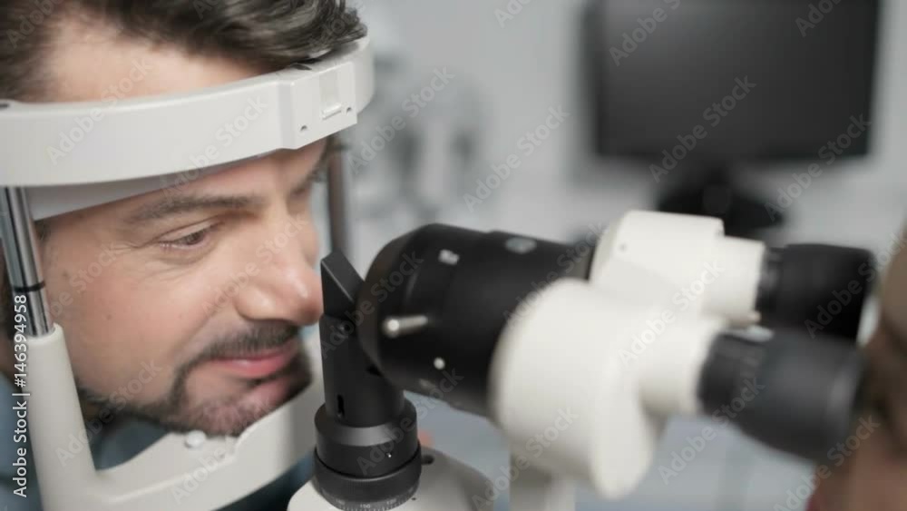 Close up of patient undergoing eye test Close up of patient undergoing eye test