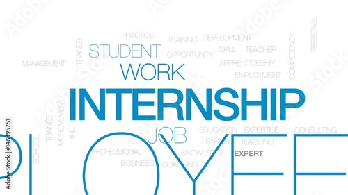 Internship animated word cloud, text design animation. Kinetic typography.