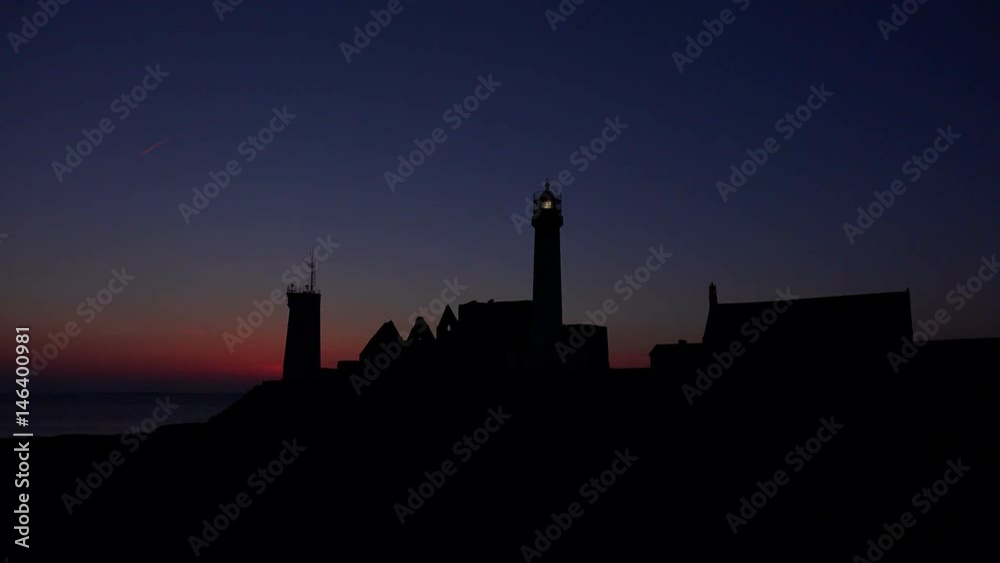 France, Finistere (29), Plougonvelin, departure of the way of Saint-Mathieu, Saint-Mathieu lighthouse, Saint-Mathieu abbey of Fine-Terre and the semaphore