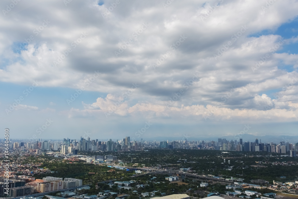 Top view of the city of Metro Manila