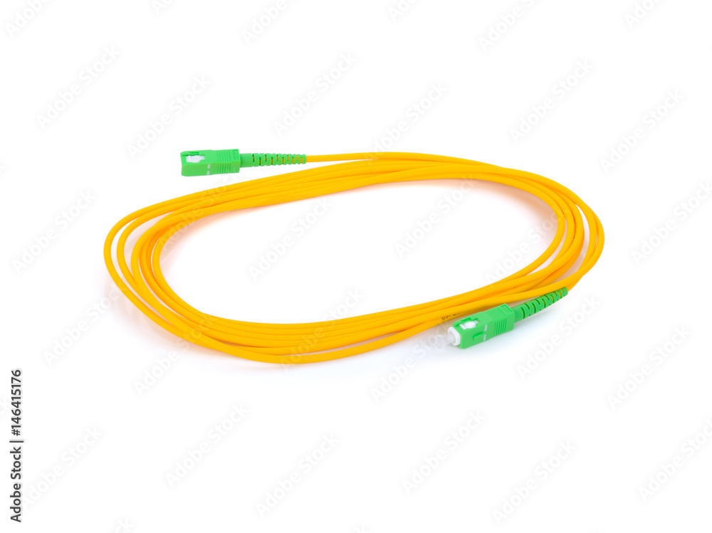 optical fiber patch cord on white background optical fiber patch cord on white background