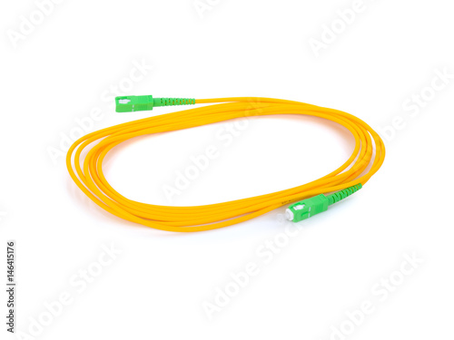 optical fiber patch cord on white background