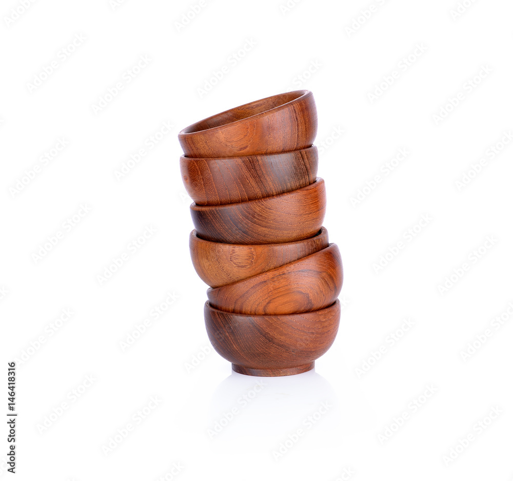 wood bowl stack on white background wood bowl stack on white background