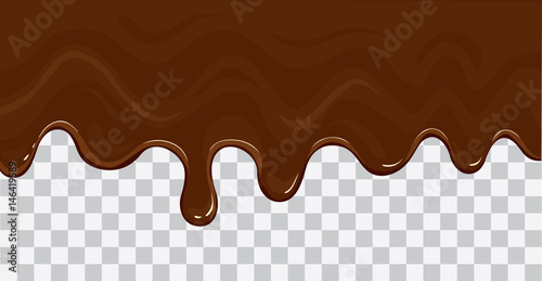 Flowing melted chocolate cartoon vector illustration isolated on transparent background photo