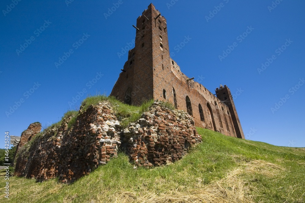 Ruins of conventual Gothic style castle of the Teutonic Knights' Commandry in Radzyn Chelminski, Poland