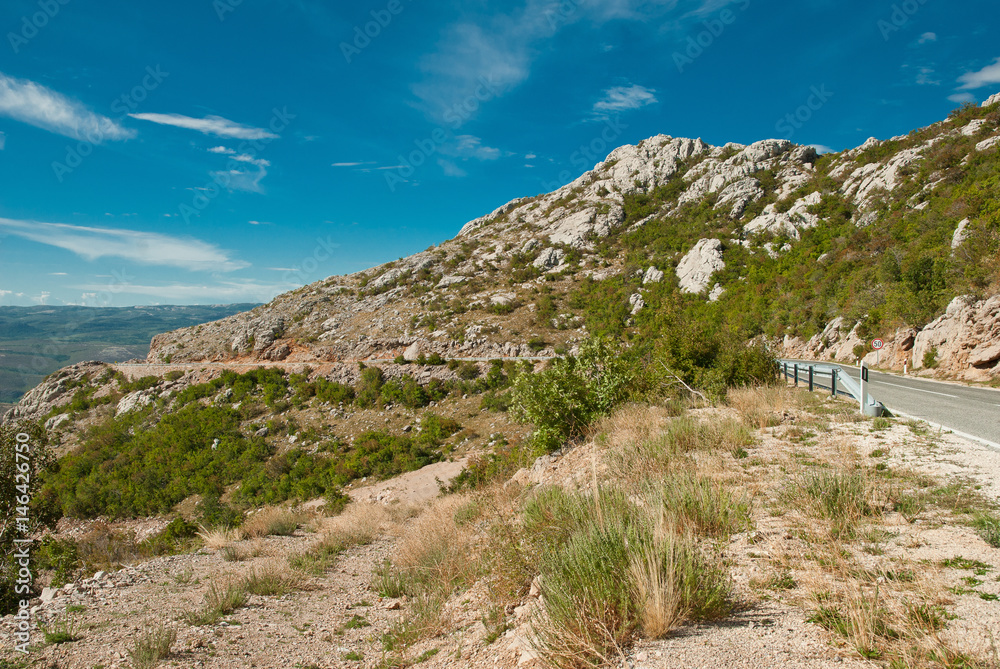 Montenegro Mountain road, curve and speed limit