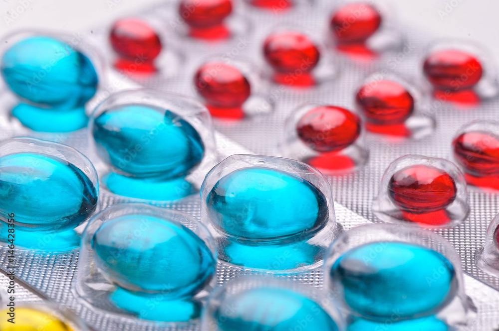 Colorful tablets with capsules Colorful tablets with capsules