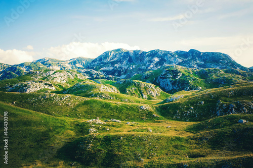 Wonderful view to mountains in the national park Durmitor in Montenegro, Balkans. Europe. Beauty world. Traveling through Montenegro