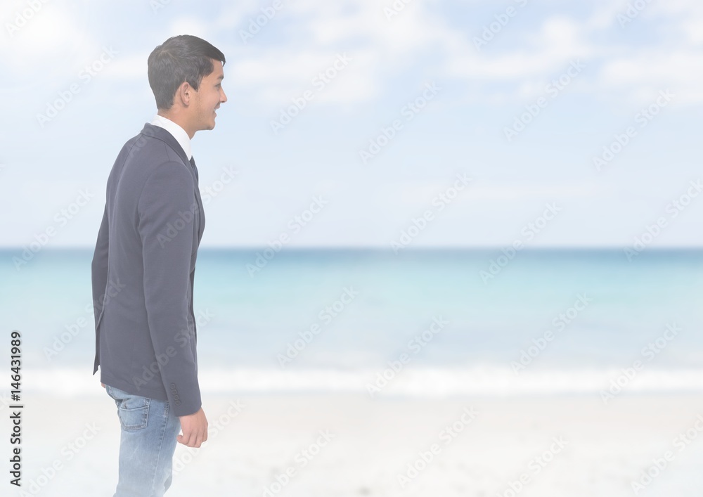 Man walking on beach Man walking on beach
