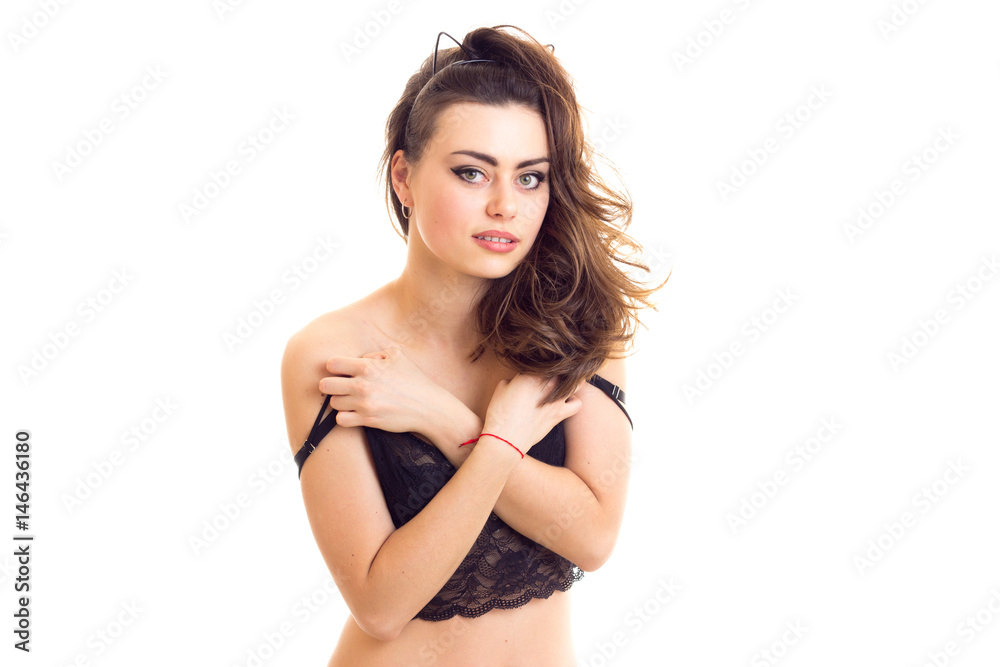 Young woman in black lingerie Young woman in black lingerie