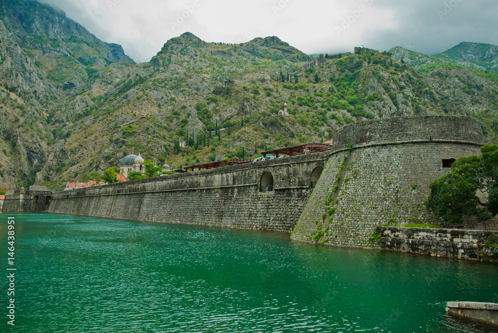 Montenegro Kotor city canal, Wall from old fortifications