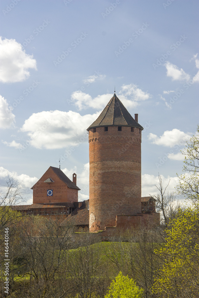 Latvia. Sigulda. The House Manager of the estate. Barn. The Crusader Castle watchtower.