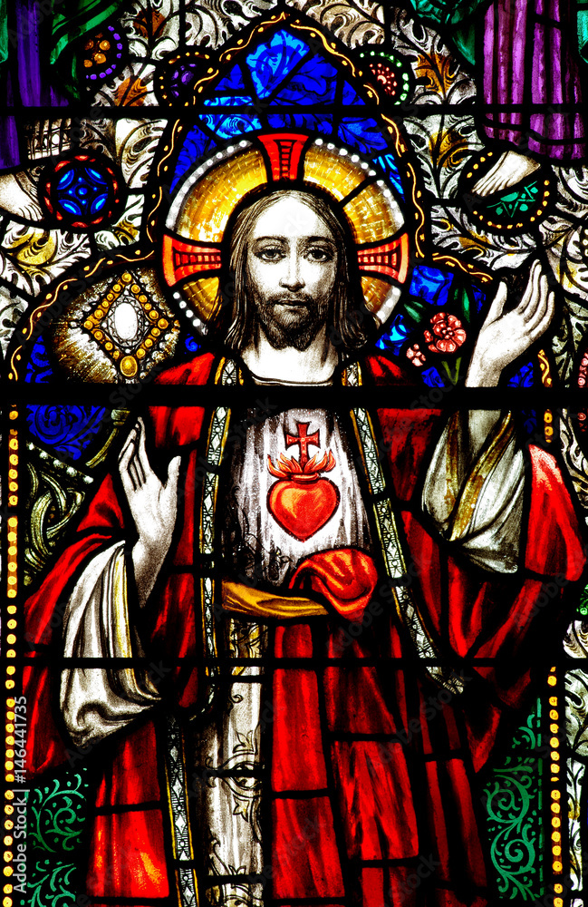 Jesus Christ with the Sacred Heart (stained glass)