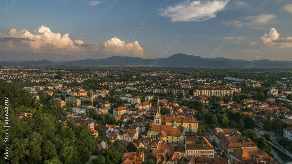 Old city surrounded by mountains, historical buildings in downtown, aerial view Old city surrounded by mountains, historical buildings in downtown, aerial view