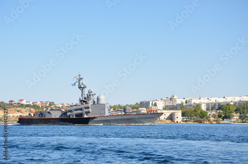 Russian warship in the port of Sevastopol, Crimea