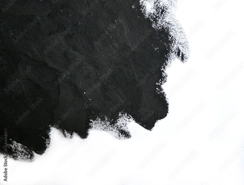Obraz premium black brush strokes oil paints on white paper. Isolated on white background. Abstract creative background