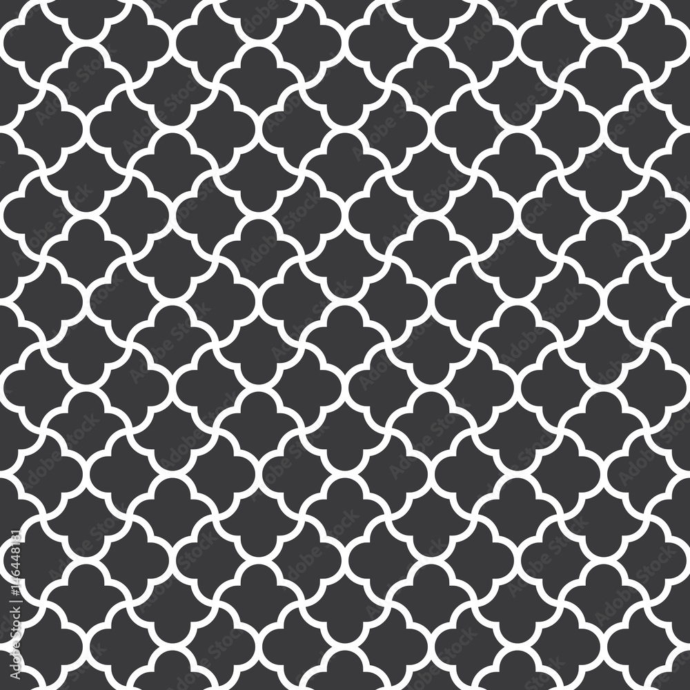 Seamless black and white vintage Persian outline interlocking pattern vector