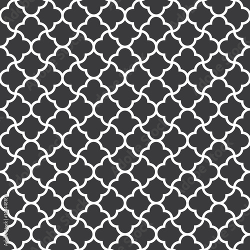 Seamless black and white vintage Persian outline interlocking pattern vector